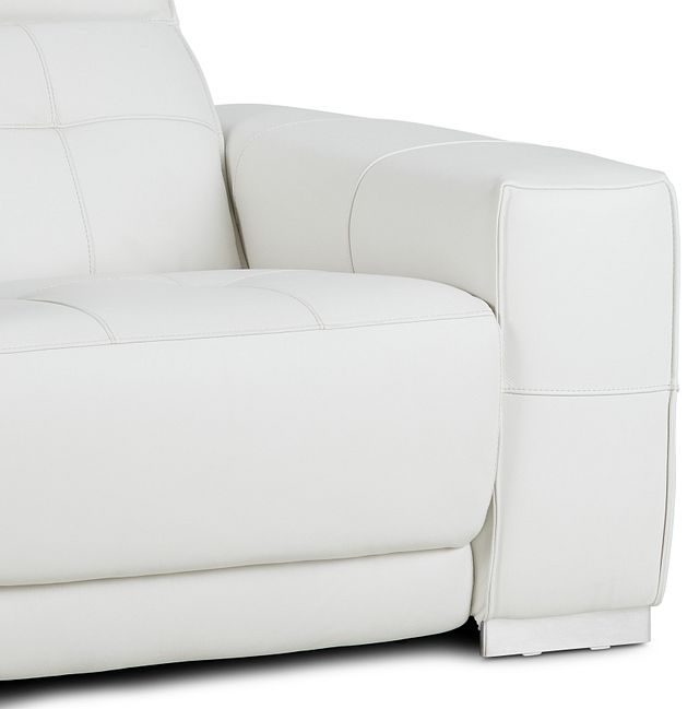 Reva White Leather Power Recliner With Power Headrest