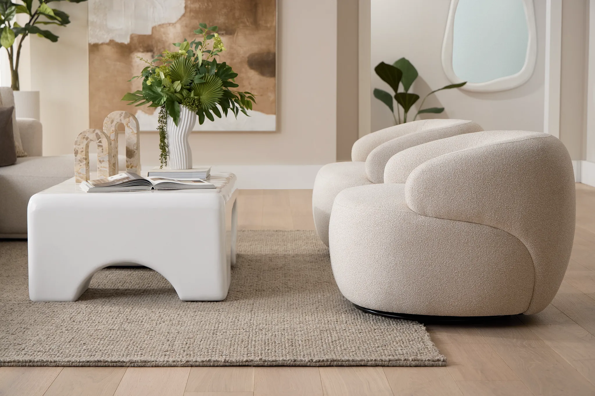 Catalina Beige Fabric Swivel Chair