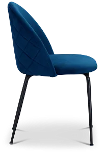 Capri Dark Blue Velvet Upholstered Side Chair W/ Black Legs