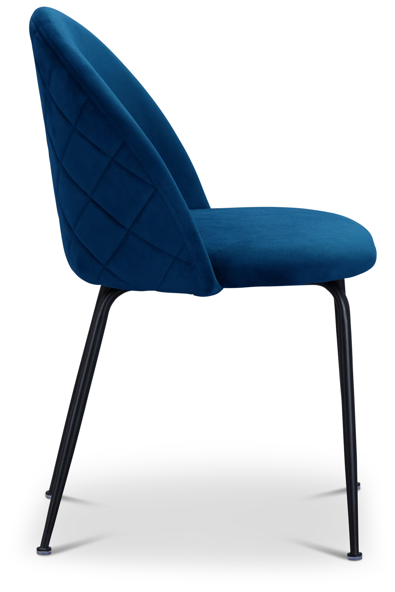 Capri Dark Blue Velvet Upholstered Side Chair W/ Black Legs