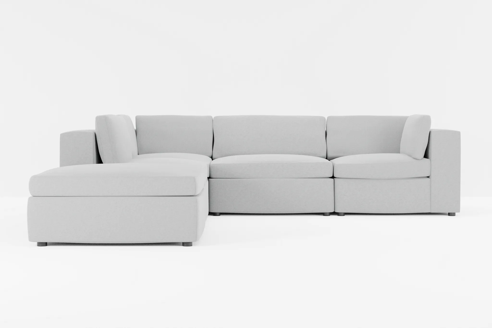 Destin Suave Gray Fabric 5pc Bumper Sectional