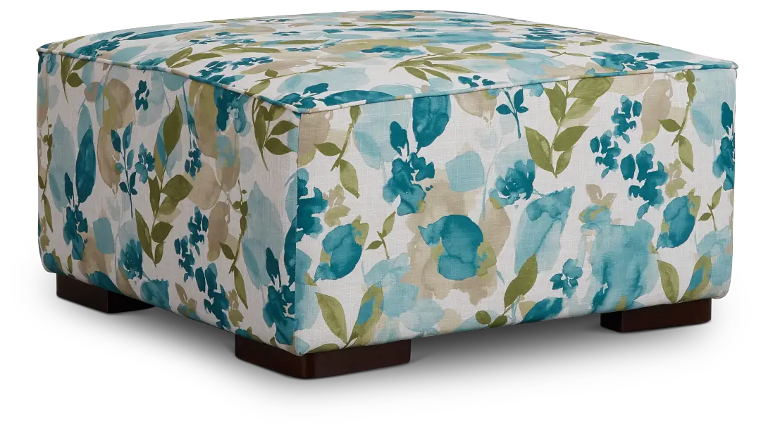 Wellstone Teal Fabric Cocktail Ottoman Wellstone Teal Fabric Cocktail Ottoman