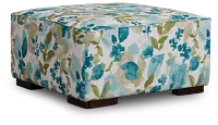 Wellstone Teal Fabric Cocktail Ottoman