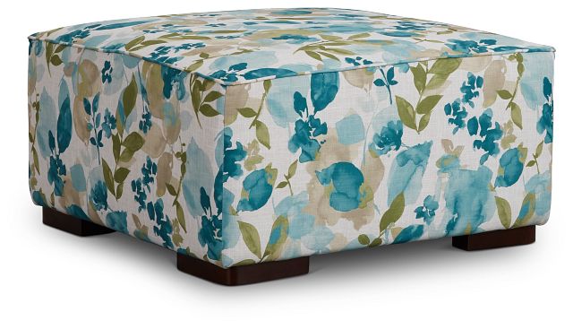 Wellstone Teal Fabric Cocktail Ottoman