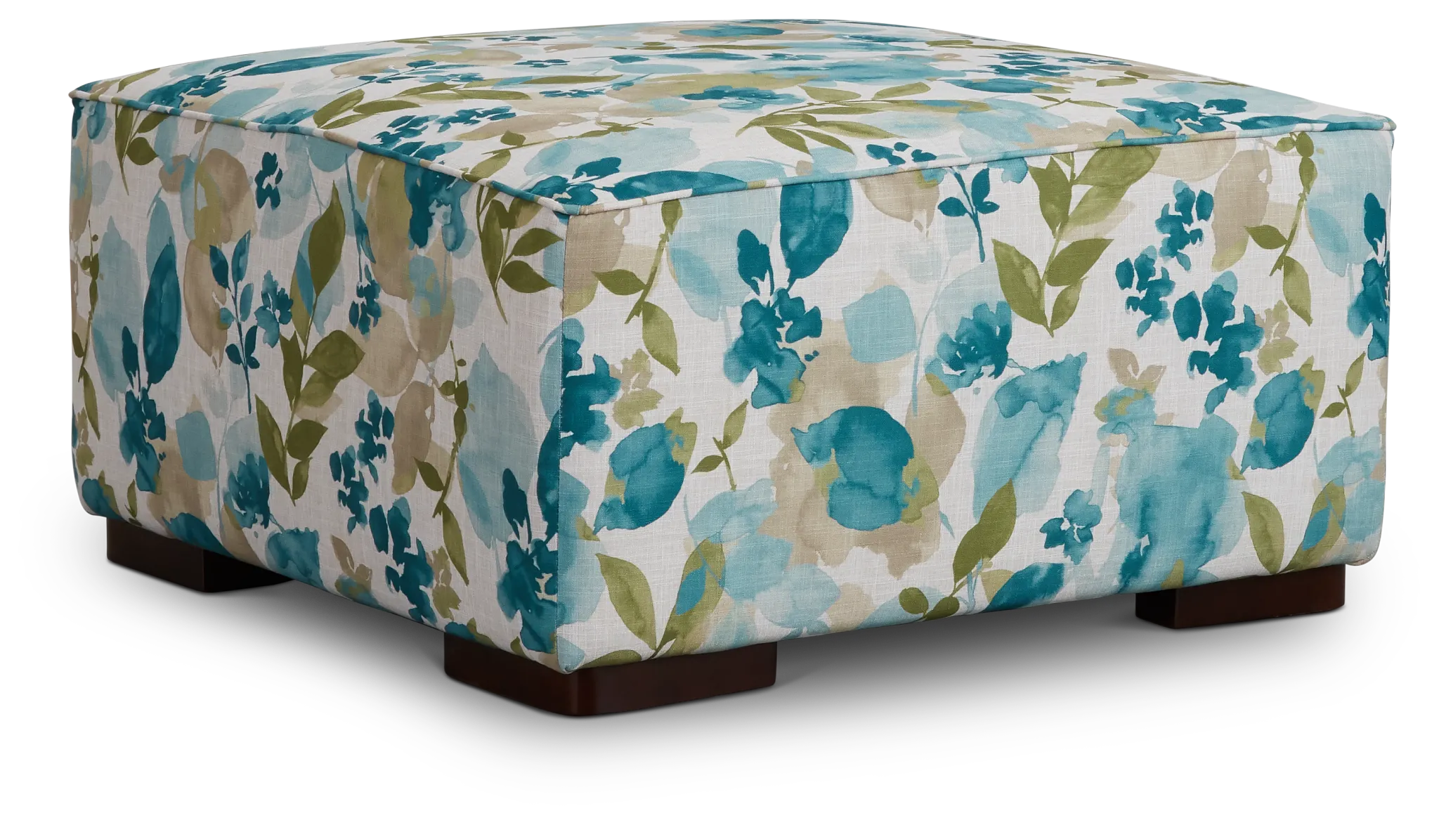 Wellstone Teal Fabric Cocktail Ottoman