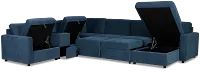 Addie Blue Fabric Medium Right Chaise Sleeper Sectional With Console