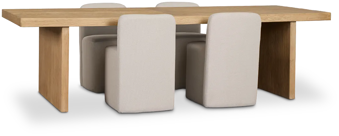 Salida Light Tone Rect Table & 4 Light Beige Upholstered Side Chairs