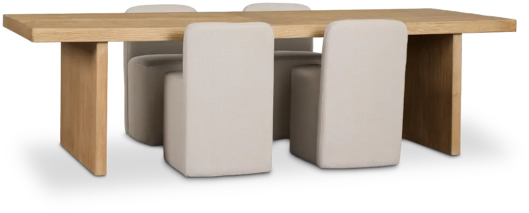 Salida Light Tone Rect Table & 4 Light Beige Upholstered Side Chairs Salida Light Tone Rect Table & 4 Light Beige Upholstered Side Chairs