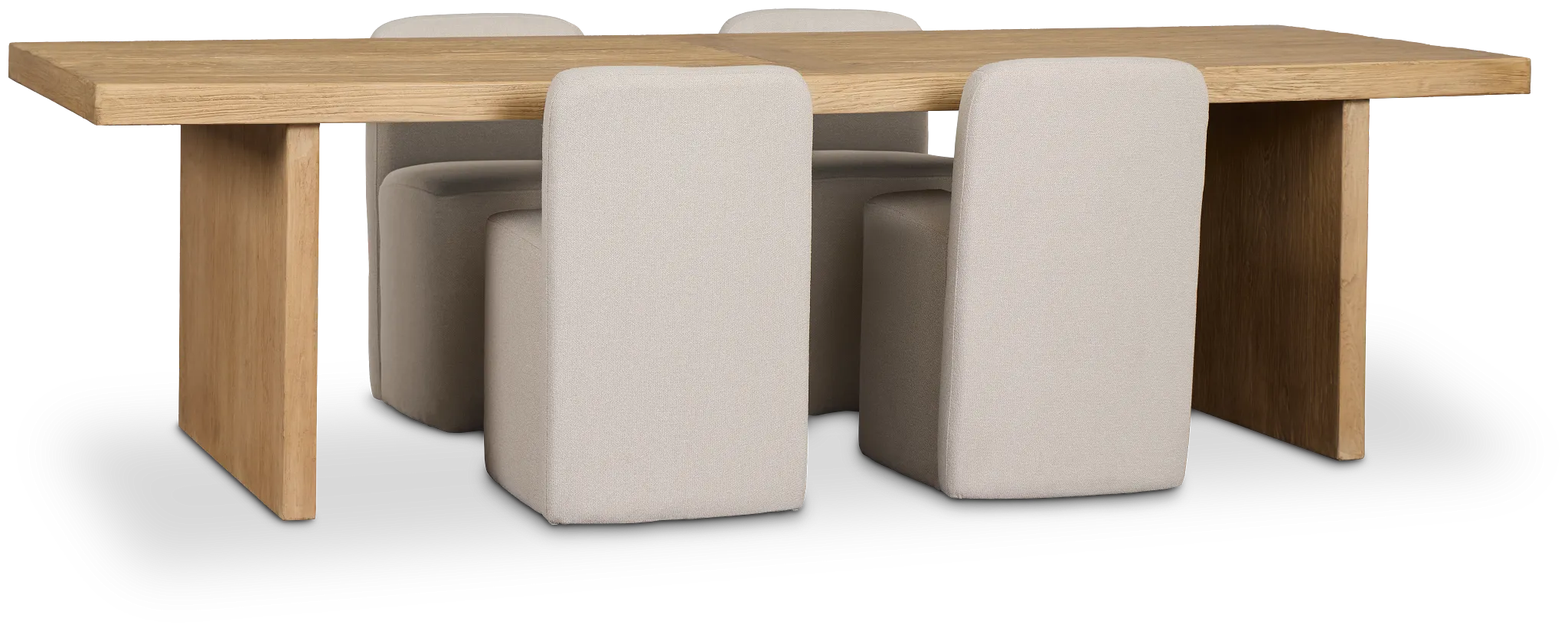 Salida Light Tone Rect Table & 4 Light Beige Upholstered Side Chairs