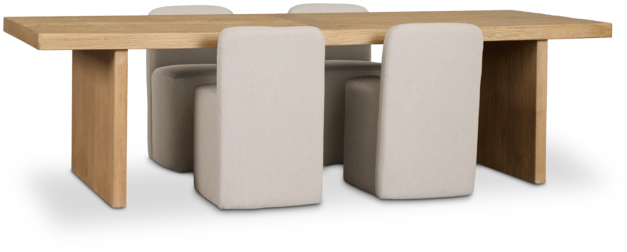 Salida Light Tone Rect Table & 4 Light Beige Upholstered Side Chairs Salida Light Tone Rect Table & 4 Light Beige Upholstered Side Chairs