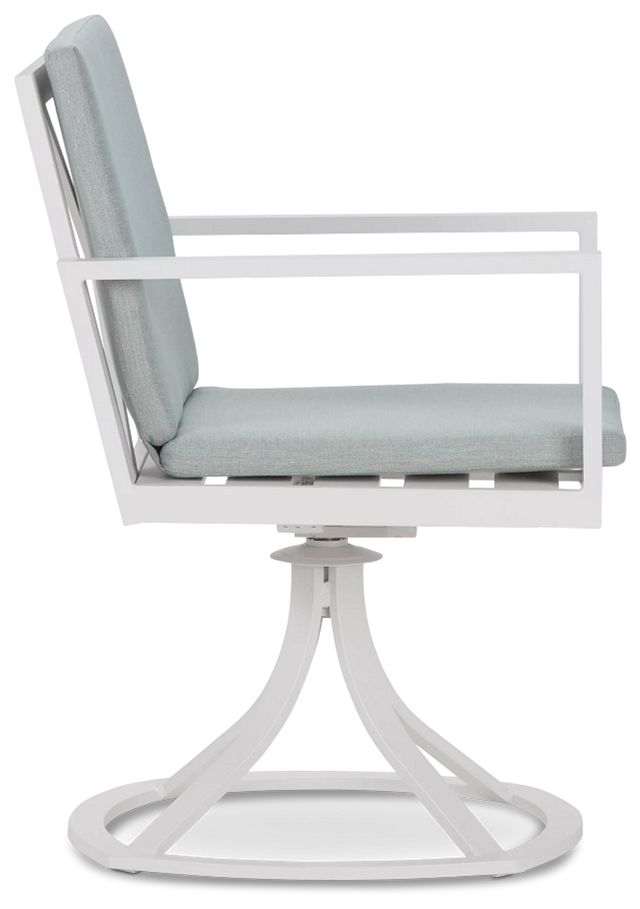 Linear White Teal Swivel Chair (2)