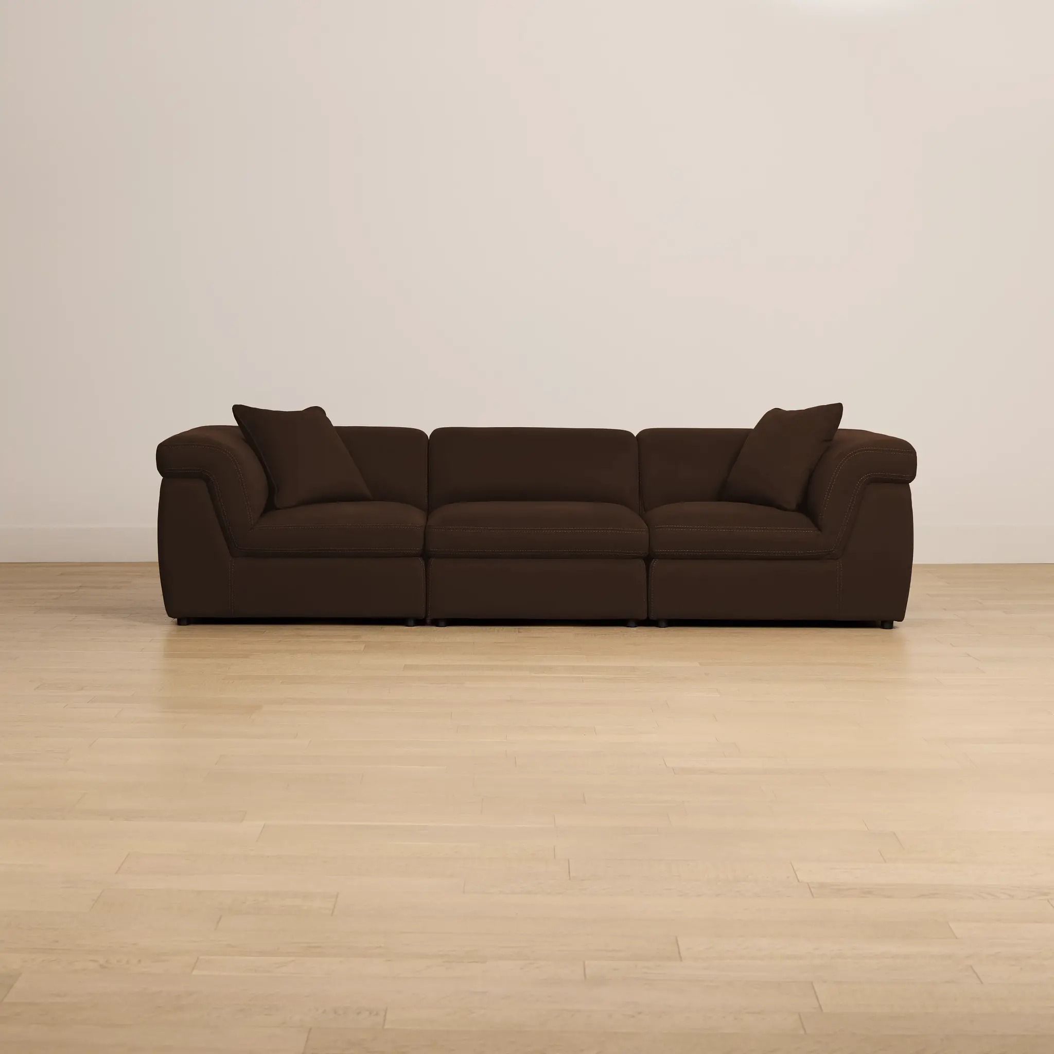 Aria Dark Brown Micro Immersive 3-piece Modular Sofa Aria Dark Brown Micro Immersive 3-piece Modular Sofa