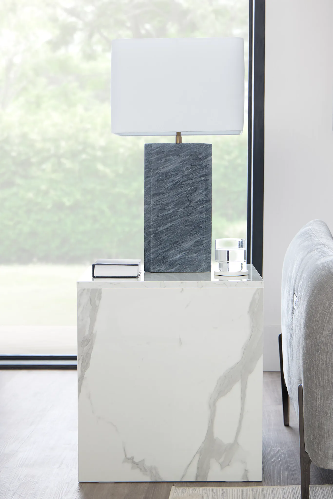 Meko Gray Marble Table Lamp