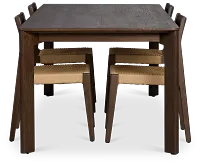 Santorini Dark Tone Rect Table & 4 Woven Chairs