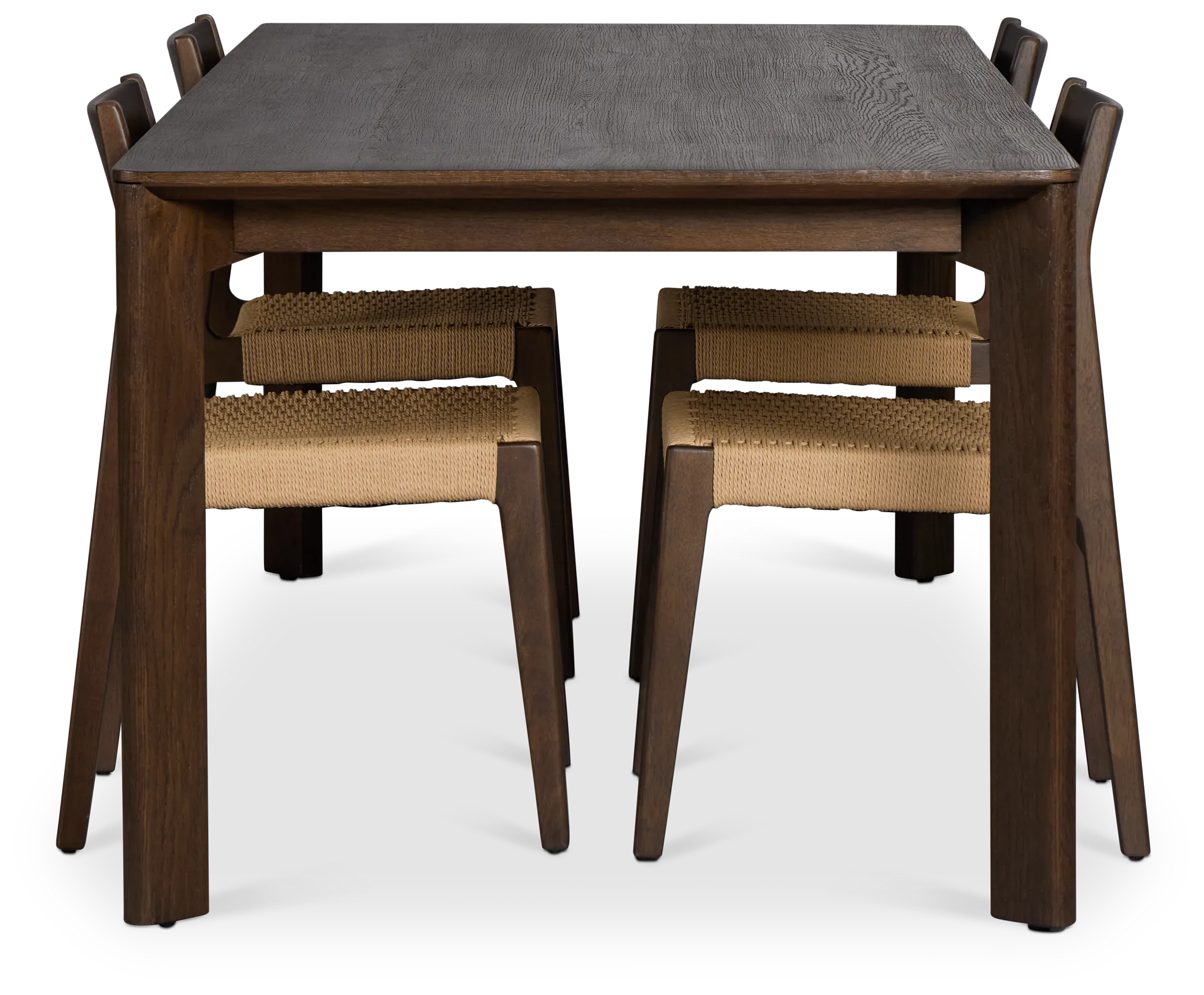 Santorini Dark Tone Rect Table & 4 Woven Chairs
