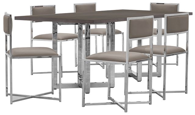 Amalfi Taupe Wood Rectangular Table & 4 Metal Chairs
