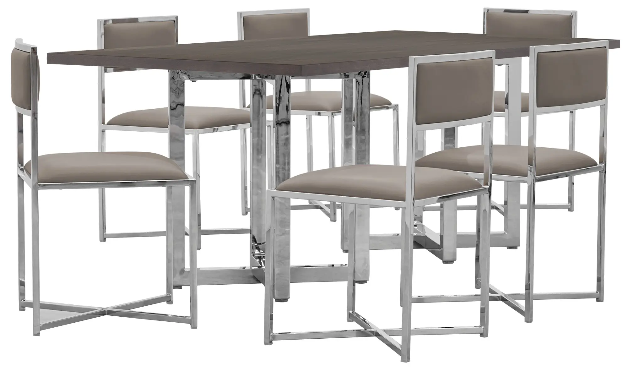 Amalfi Taupe Wood Rectangular Table & 4 Metal Chairs Amalfi Taupe Wood Rectangular Table & 4 Metal Chairs