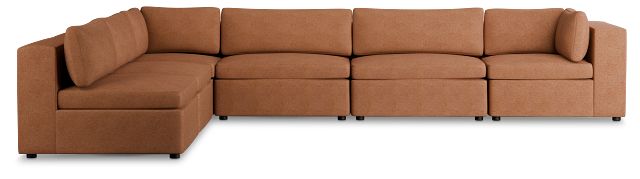 Destin Sutton Orange Fabric 6-piece Modular Sectional