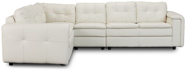 Rowan Light Beige Leather Medium Two-arm Sectional