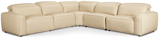Tidal Beige Lthr/vinyl Small Two-arm Power Reclining Sectional