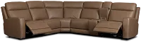 Flexsteel Belmont Dark Brown Leather/Vinyl Medium Dual Power 2-arm Reclining Sectional