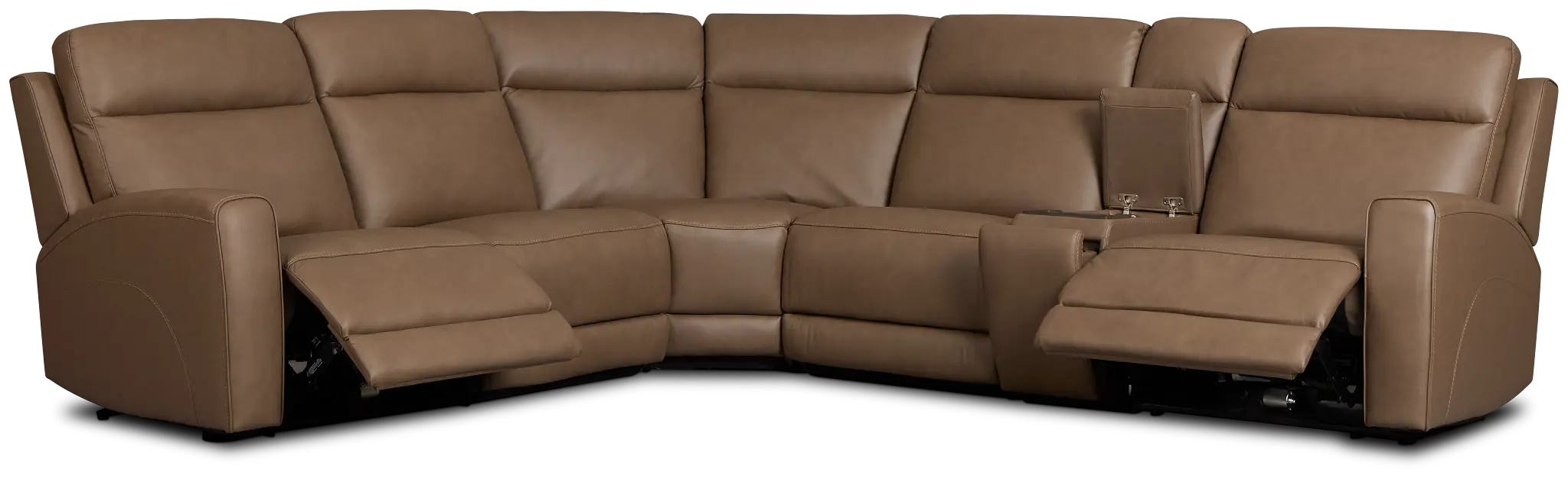 Flexsteel Belmont Dark Brown Leather/Vinyl Medium Dual Power 2-arm Reclining Sectional Flexsteel Belmont Dark Brown Leather/Vinyl Medium Dual Power 2-arm Reclining Sectional