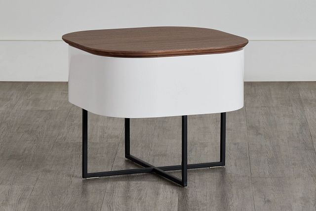 Harlan White Round End Table