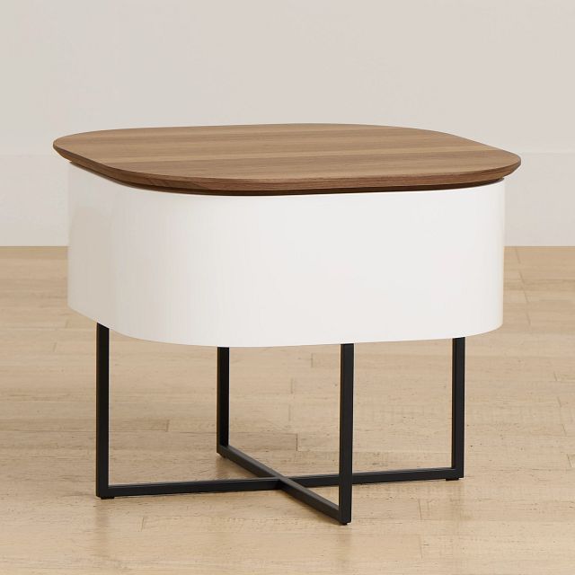 Harlan White Round End Table