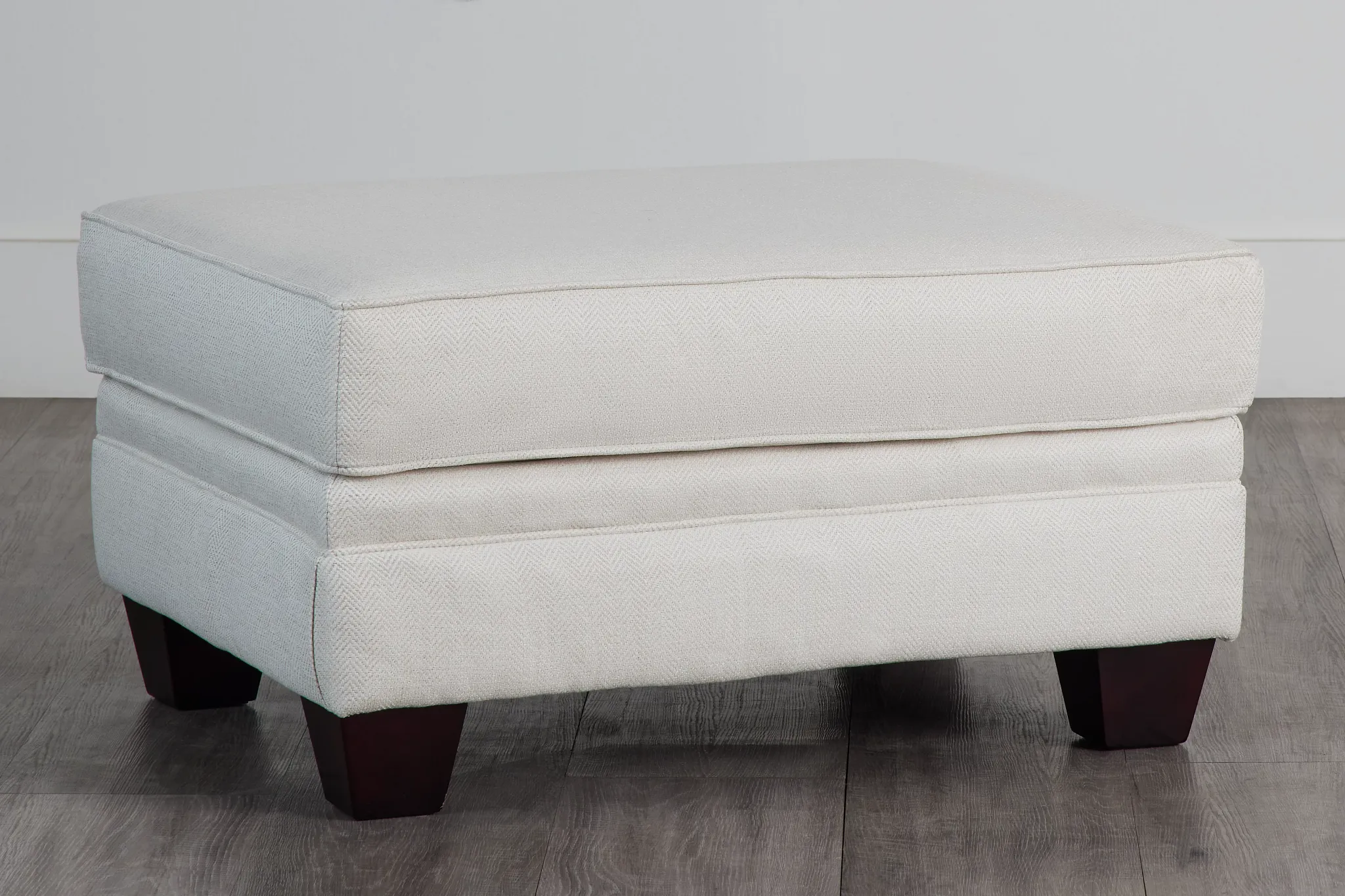 Avery White Fabric Ottoman