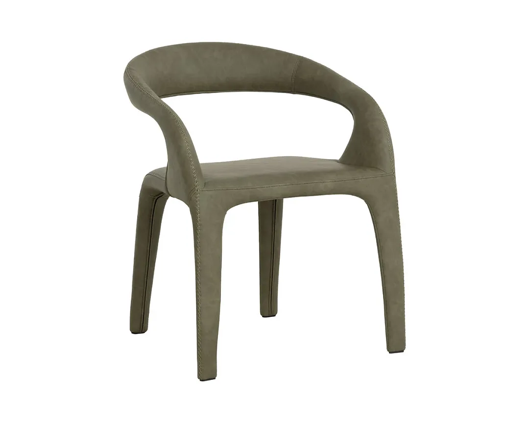 Celly Dark Green Curved Upholstered Arm Chair