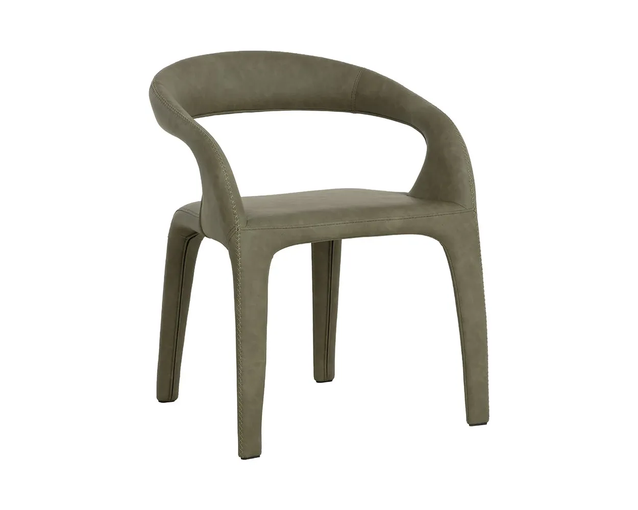Celly Dark Green Curved Upholstered Arm Chair