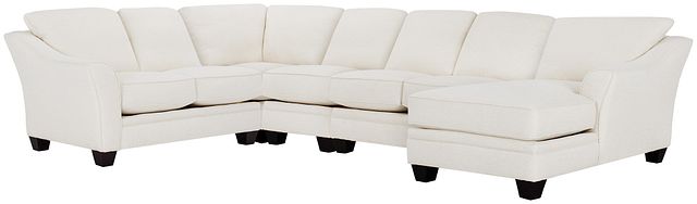 Avery White Fabric Large Right Chaise Sectional