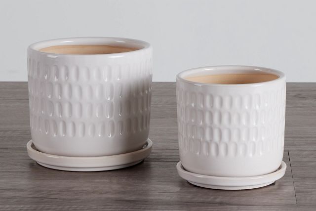 Titus White Set Of 2 Planter