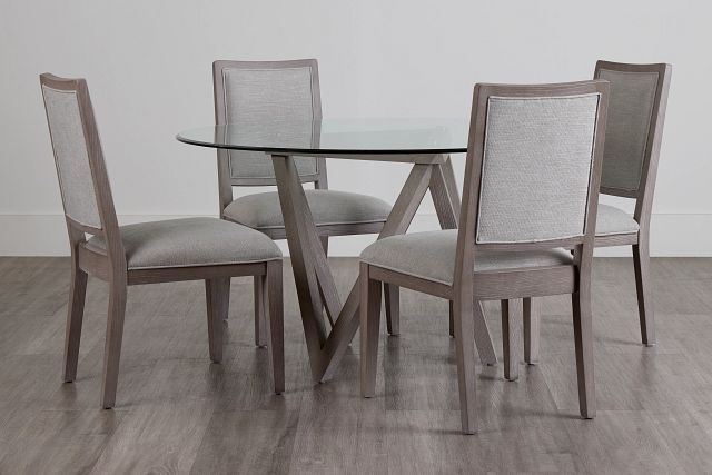 Tribeca Light Tone Glass Table & 4 Wood Chairs (0)