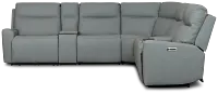 Flexsteel Sterling Blue Lthr/vinyl Large Triple Power Reclining Two-arm Sectional