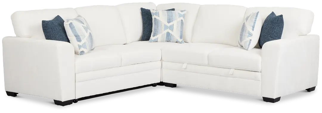 Everly White Fabric Small 2-arm Left Sleeper Storage Sectional Everly White Fabric Small 2-arm Left Sleeper Storage Sectional