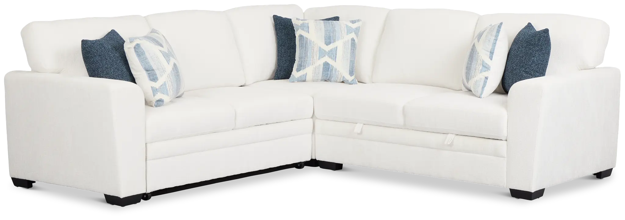 Everly White Fabric Small 2-arm Left Sleeper Storage Sectional Everly White Fabric Small 2-arm Left Sleeper Storage Sectional