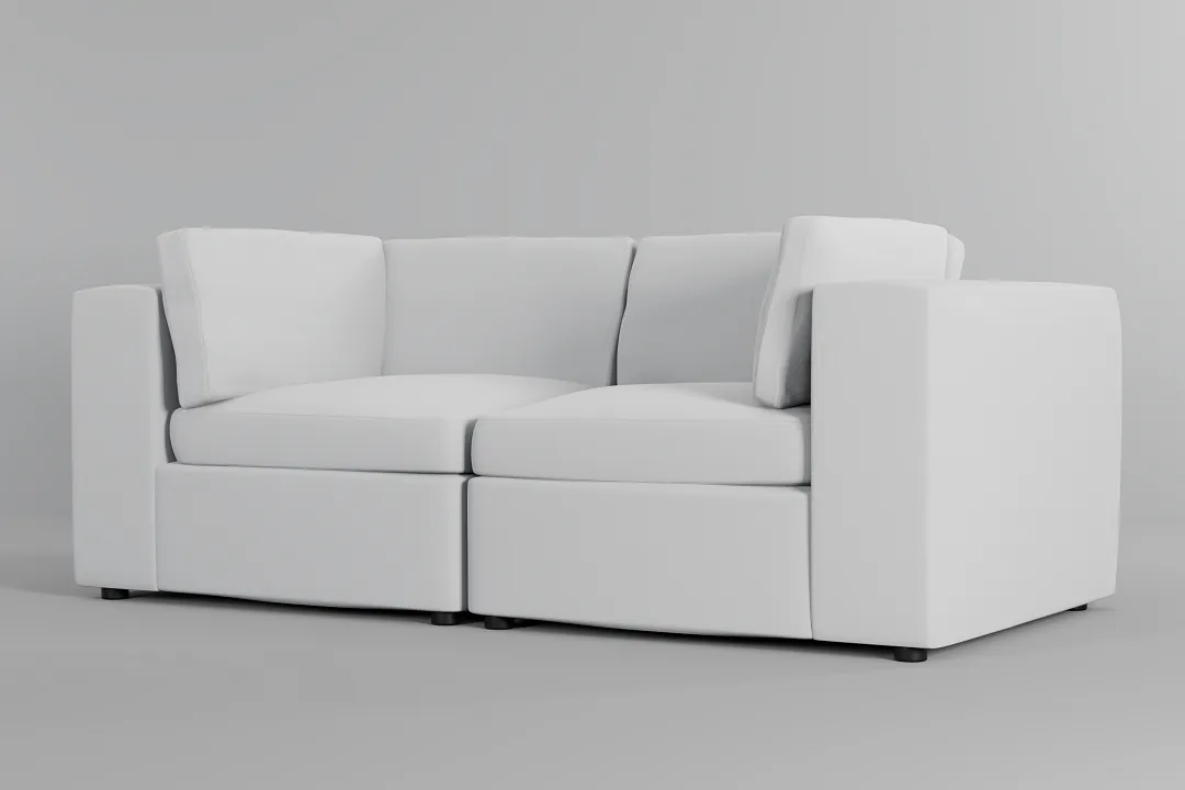Destin Suave White Fabric 2-piece Modular Sofa
