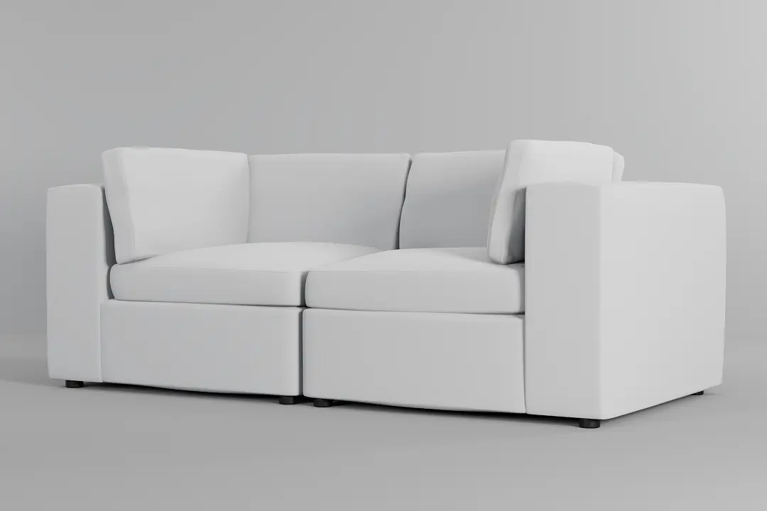 Destin Suave White Fabric 2-piece Modular Sofa Destin Suave White Fabric 2-piece Modular Sofa