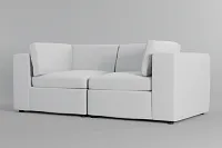 Destin Suave White Fabric 2-piece Modular Sofa