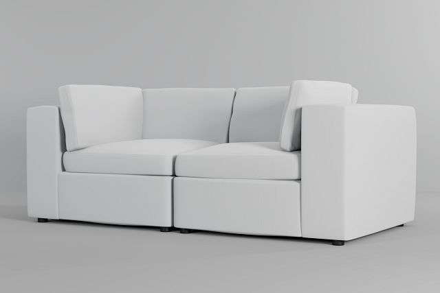 Destin Suave White Fabric 2 Piece Modular Sofa