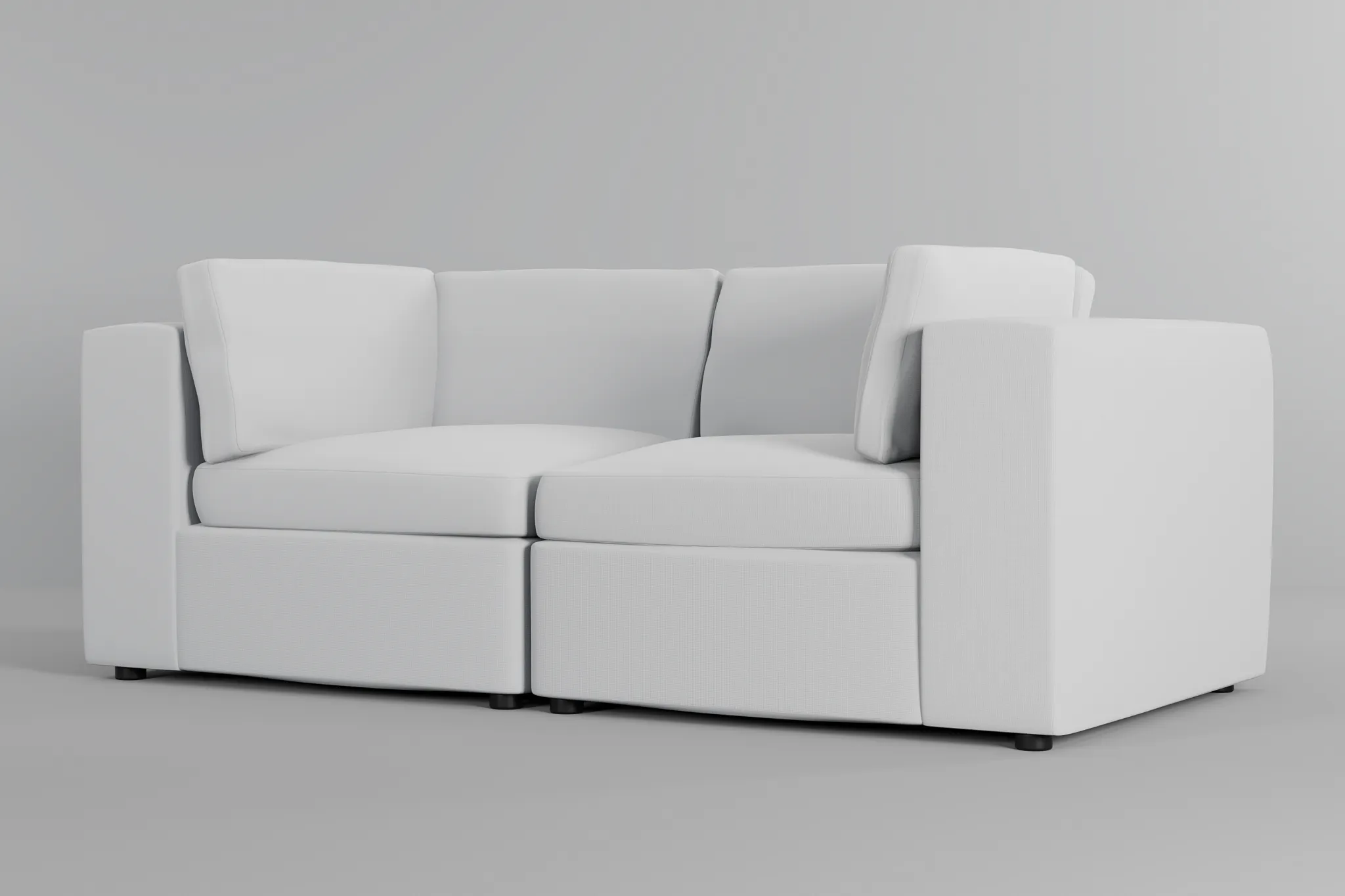 Destin Suave White Fabric 2-piece Modular Sofa
