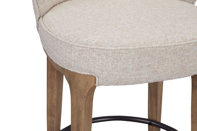 Libby Light Beige Fabric 24" Upholstered Barstool