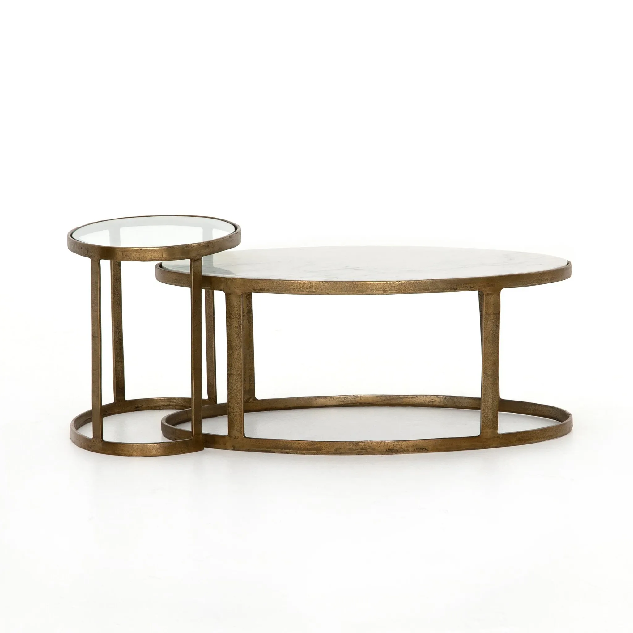 Four Hands Caren White Marble Nesting Coffee Table