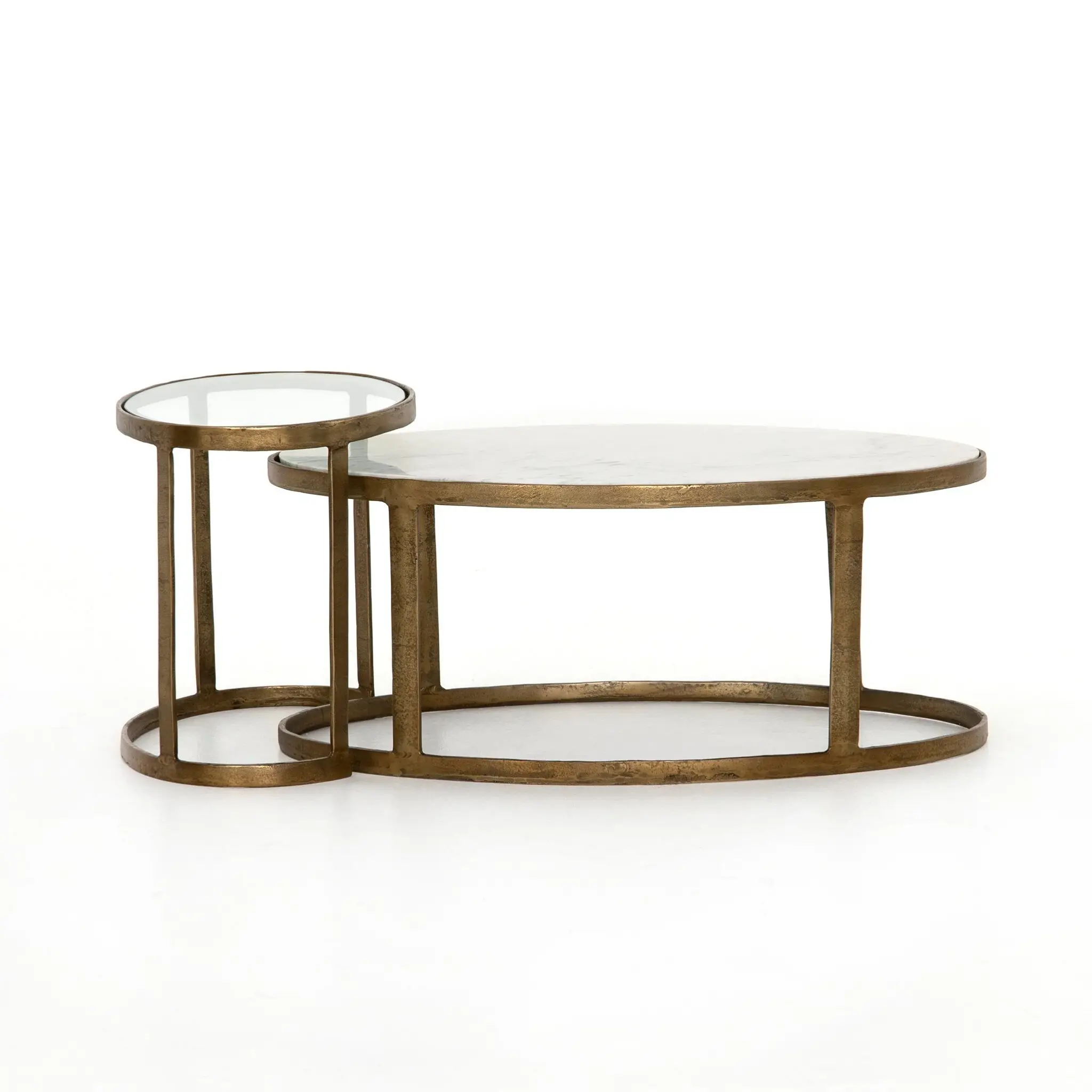 Four Hands Caren White Marble Nesting Coffee Table Four Hands Caren White Marble Nesting Coffee Table