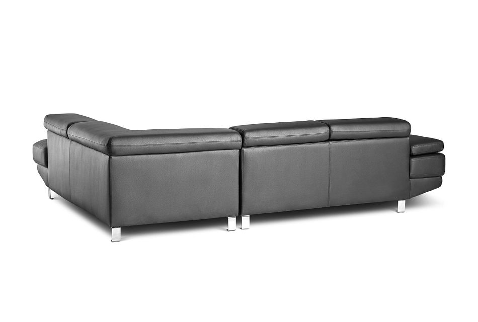 Zane Black Micro Right Chaise Sectional