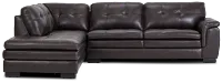 Braden Dark Brown Leather Small Left Bumper Sectional