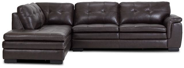 Braden Dark Brown Leather Small Left Bumper Sectional (2)