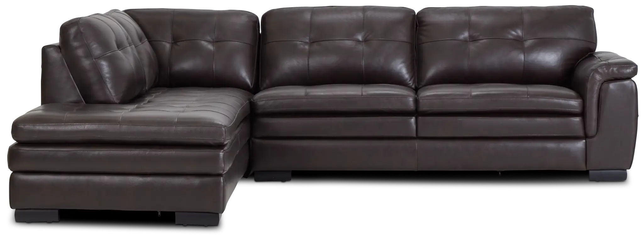 Braden Dark Brown Leather Small Left Bumper Sectional Braden Dark Brown Leather Small Left Bumper Sectional