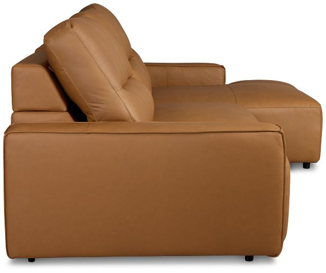 Rudy Brown Lthr/vinyl Right Power Extension Chaise Sectional